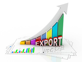 3d rendering Stock market online business concept. business Graph with export