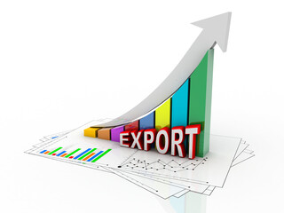 3d rendering Stock market online business concept. business Graph with export