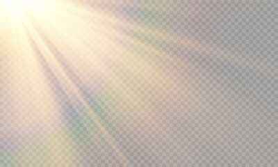 Light Vector with Sun Glare. Sun, Sunrays, and Glare in PNG Format. Gold Flare and Glare.	
