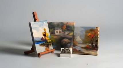 Paintings Displayed on Easels