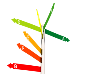 Panneau de direction, concept diagnostic de performance énergétique sur fond transparent, png