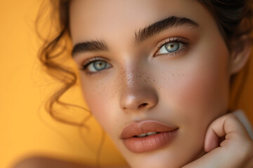Obraz premium Super model portrait photography for cosmetic products, studio lighting