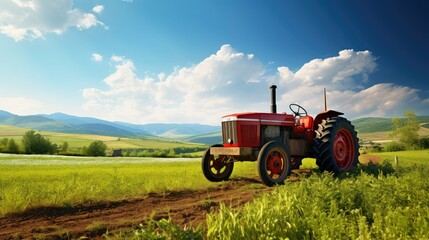 Obraz premium equipment tractor on farm