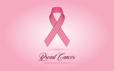 Breast Cancer Awareness Month, Ribbon Symbol. Isolated Vector