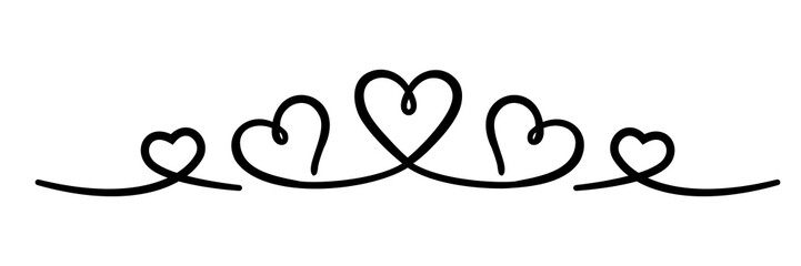 text divider with hearts, abstract border design. PNG with transparent background.