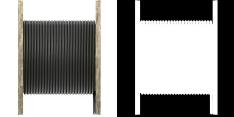 3D rendering illustration of a wooden coil of electric cable