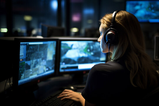 Portrait of a 911 operator answering a call providing assistance in times of crisis Generative AI