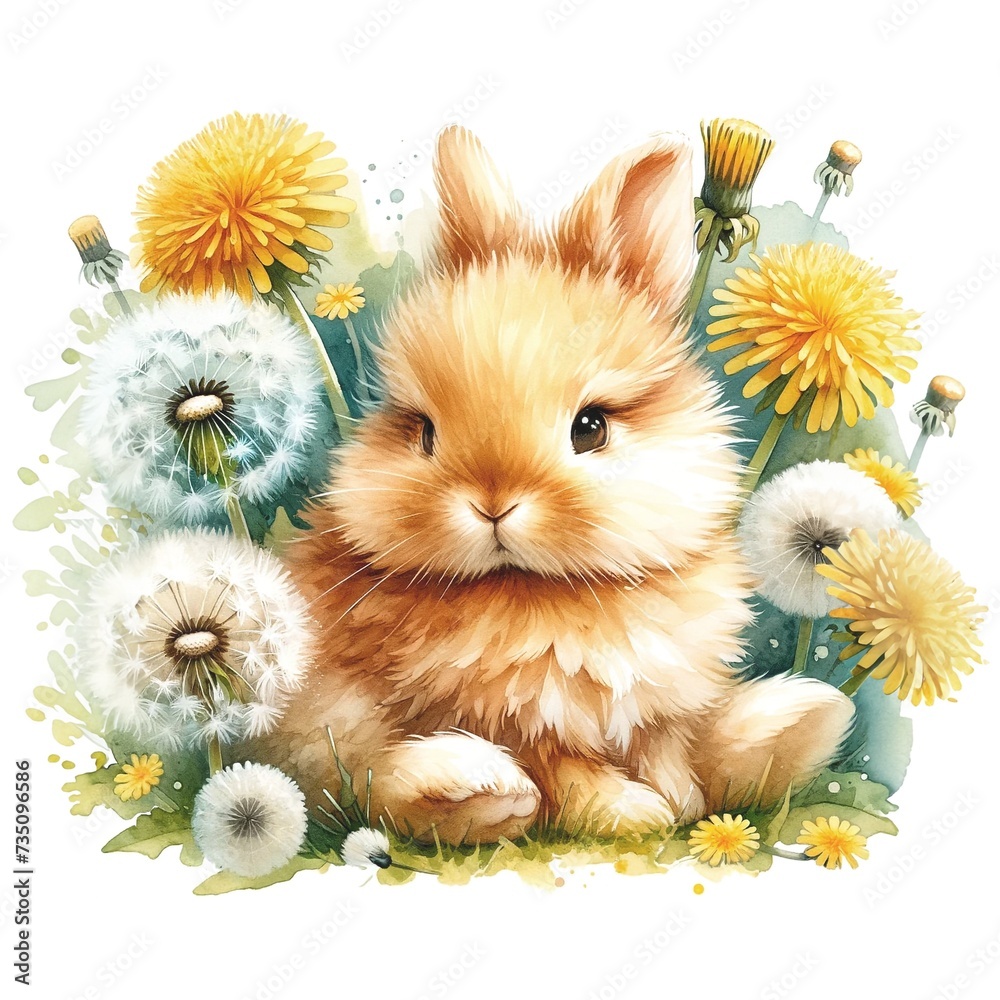 Aufkleber Whimsical bunny illustration created with Generative AI technology