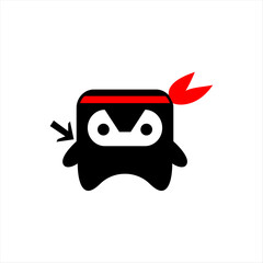 Ninja warrior icon. Simple black ninja head logo illustration design