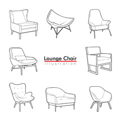 Lounge Chair Iilustration set