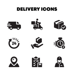 Delivery icon set, collection, order, illustration, sign