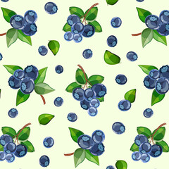 Pattern with wild berry.Vector seamless pattern with blueberries on a colored background.
