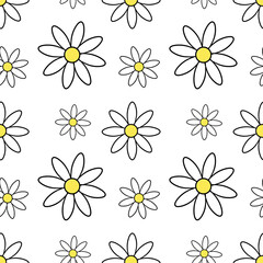 Chamomile with outline repeating pattern