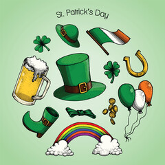 St Patrick s Day Clip Art Illustration Set