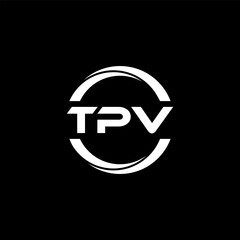 TPV letter logo design with black background in illustrator, cube logo, vector logo, modern alphabet font overlap style. calligraphy designs for logo, Poster, Invitation, etc.