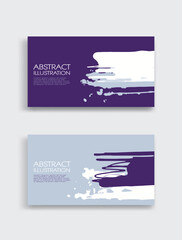 Purple white gray ink brush stroke card on white background. Japanese style.