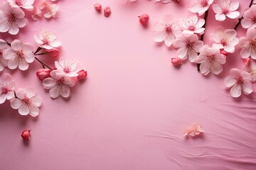 Background with sakura flowers, spring idea. Generative AI
