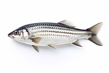 Fototapeta premium Delicious Mullet isolated on white background. Fish (striped mullet)