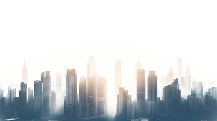 Fototapeta premium Abstract city building skyline metropolitan area in contemporary color style and futuristic effects. Real estate and property development. Innovative architecture and engineering concept.