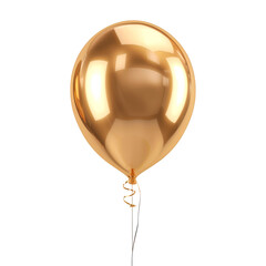 Shiny Gold Balloon Floating Against a Pure Transparent Background
