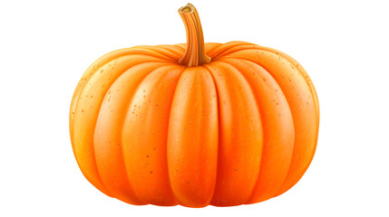 Large Orange Pumpkin on White Surface, Isolated on a Transparent Background