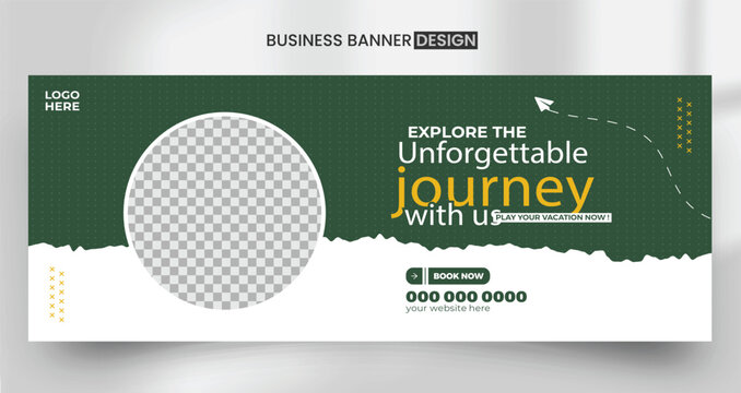 tourism travel facebook cover banner ads design for travel agency illustrator vector design template