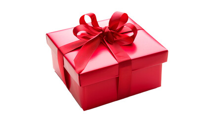Obraz premium A Red Gift Box With a Red Bow, Isolated on a Transparent Background