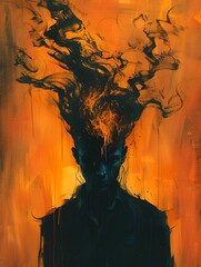 Man with Flaming Head in Illustrations
