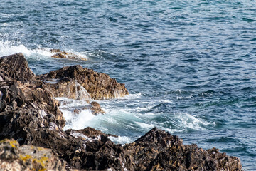waves on the rocks