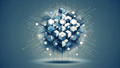 Cutting-edge network administration design with geometric shapes and crisp lines.