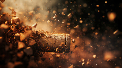 A moment of anticipation as the cork is gently coaxed from its vessel creating a suspenseful buildup before its ultimate release.