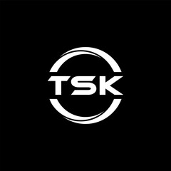 TSK letter logo design with black background in illustrator, cube logo, vector logo, modern alphabet font overlap style. calligraphy designs for logo, Poster, Invitation, etc.