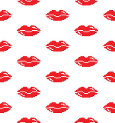 pixel woman lips background black vector. seamless texture