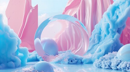 a pink and blue ice crystals