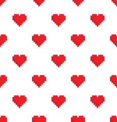  pixel heart Seamless Pattern vector love background  pixel art for 8 bit game