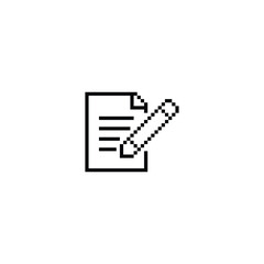 pixel pencil and document icon.  Vector pixel art  8 bit logo for game
