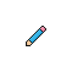 Fototapeta premium pixel pencil icon. Vector pixel art pencil 8 bit logo for game