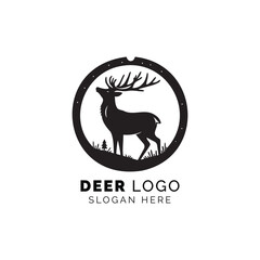 Elegant Black and White Deer Logo Illustration for Corporate Branding