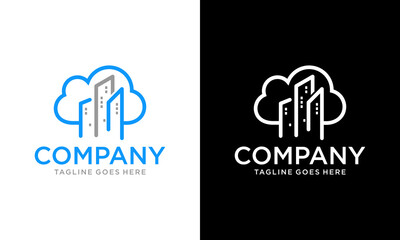 Creative Cloud Building Logo. Mortgage & Real Estate logo design business.