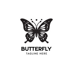 Elegant Monochrome Butterfly Logo Design on a Clean White Background