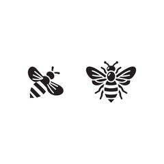 Fototapeta premium Simplistic Black and White Bee Illustrations Showcasing Two Different Styles