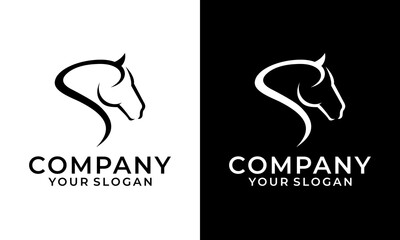 Creative letter S with horse head vector logo design concept.