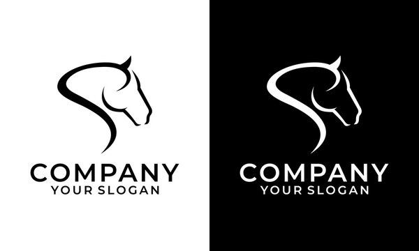 Creative letter S with horse head vector logo design concept.