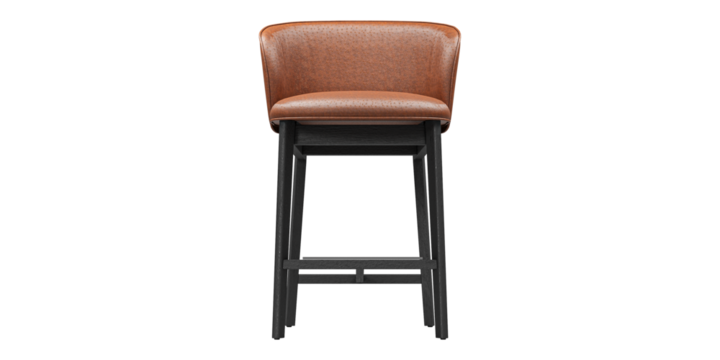 Brown Leather bar stool chair isolated on white background. Furniture collection.