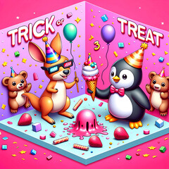 3D Trick or Treat Animals Party