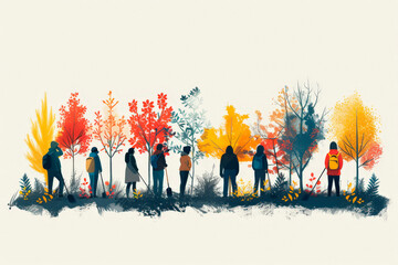 A diverse group of people who clean up waste in nature or in an urban environment.