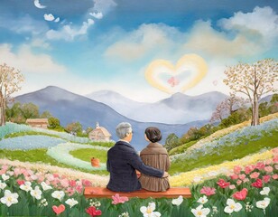 couple sitting on a bench in the park