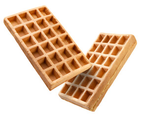 Waffles flying on a white background. Isolated
