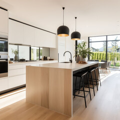 Front view of a modern designer kitchen