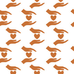 Donation hand seamless pattern isolated on white background